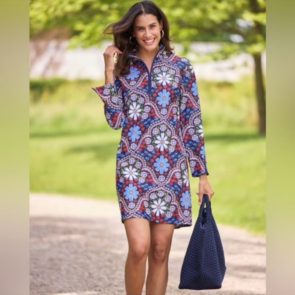 Jude Connally Felicity Floral Navy Combo Anna Jude Cloth Dress NEW